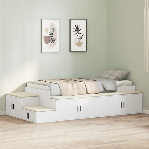 vidaXL Storage Bed Frame White 90x200 cm