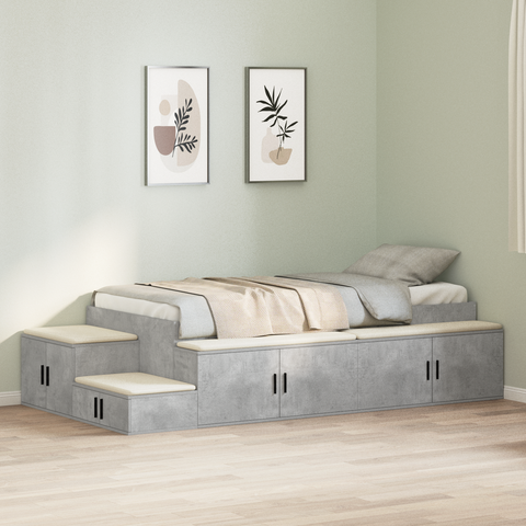 vidaXL Storage Bed Frame Concrete Grey 80x200 cm