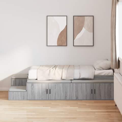 vidaXL Storage Bed Frame Grey Sonoma 90x190 cm