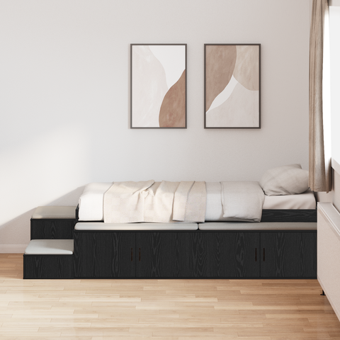 vidaXL Storage Bed Frame Black Oak 75x190 cm