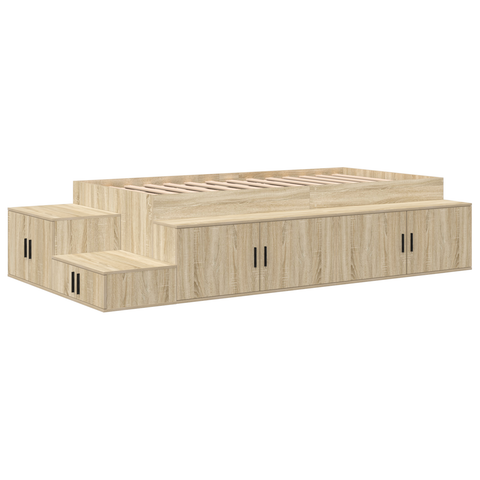 vidaXL Storage Bed Frame Sonoma Oak 75x190 cm