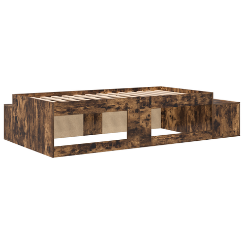 vidaXL Storage Bed Frame Smoked Oak 75x190 cm