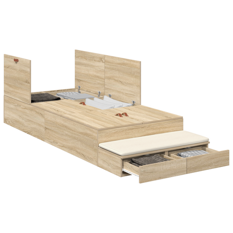 vidaXL Storage Bed Frame Sonoma Oak 80x200 cm