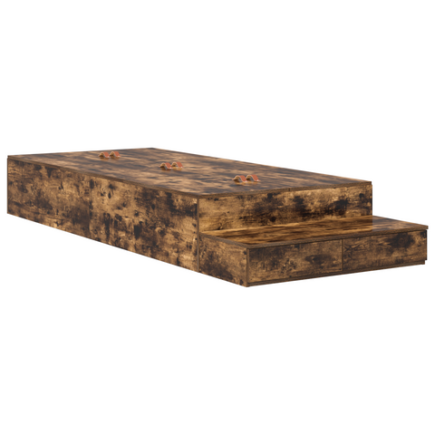 vidaXL Storage Bed Frame Smoked Oak 80x200 cm