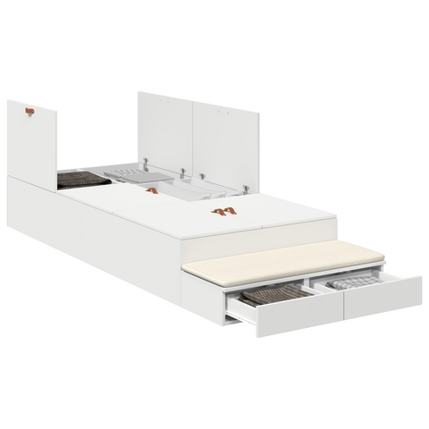 vidaXL Storage Bed Frame White 90x200 cm