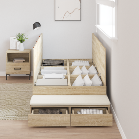 vidaXL Storage Bed Frame Sonoma Oak 90x200 cm