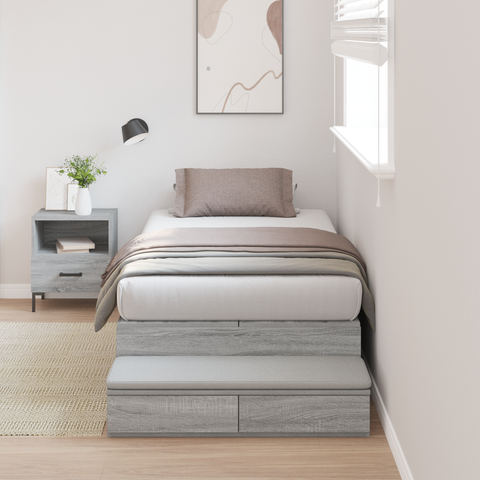 vidaXL Storage Bed Frame Grey Sonoma 100x200 cm