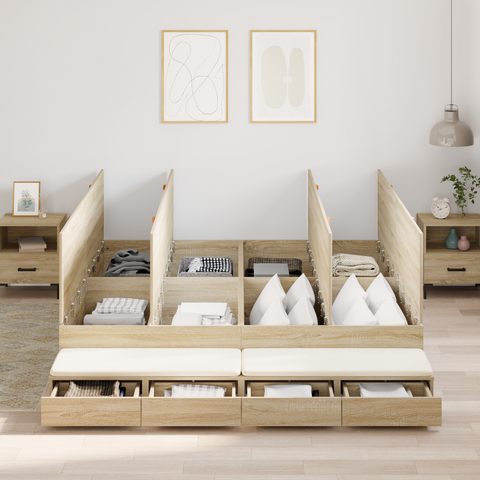 vidaXL Storage Bed Frame Sonoma Oak 200x200 cm
