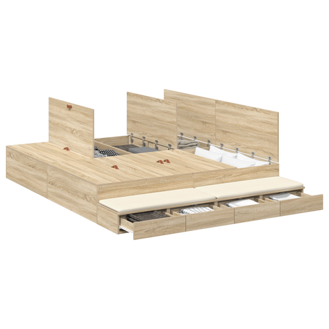 vidaXL Storage Bed Frame Sonoma Oak 200x200 cm