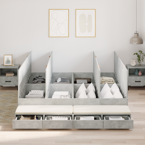 vidaXL Storage Bed Frame Concrete Grey 200x200 cm