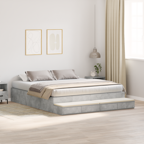 vidaXL Storage Bed Frame Concrete Grey 200x200 cm