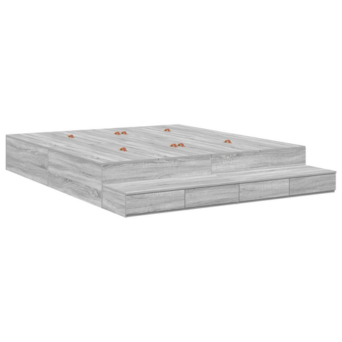 vidaXL Storage Bed Frame Grey Sonoma 200x200 cm