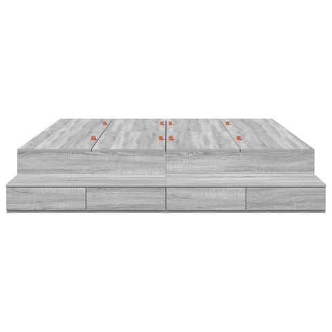 vidaXL Storage Bed Frame Grey Sonoma 200x200 cm