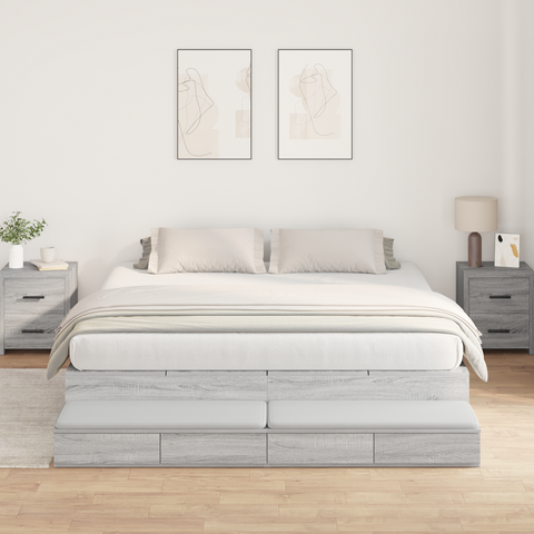 vidaXL Storage Bed Frame Grey Sonoma 200x200 cm