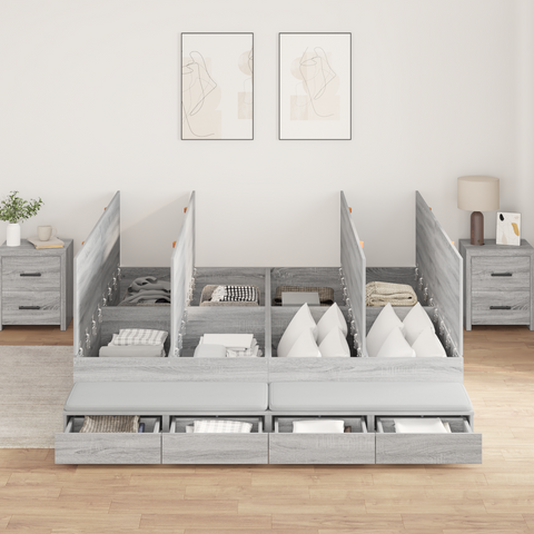 vidaXL Storage Bed Frame Grey Sonoma 200x200 cm
