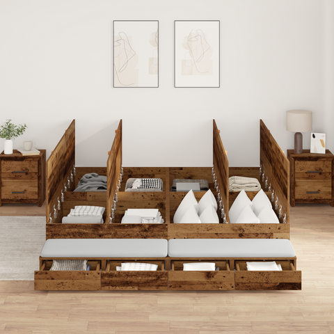 vidaXL Storage Bed Frame Old Wood 200x200 cm