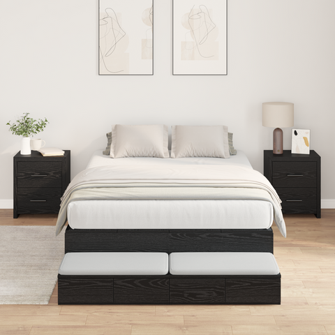 vidaXL Storage Bed Frame Black Oak 120x200 cm