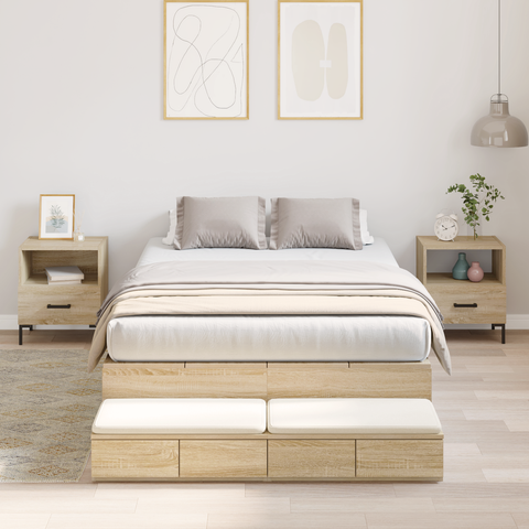 vidaXL Storage Bed Frame Sonoma Oak 120x200 cm