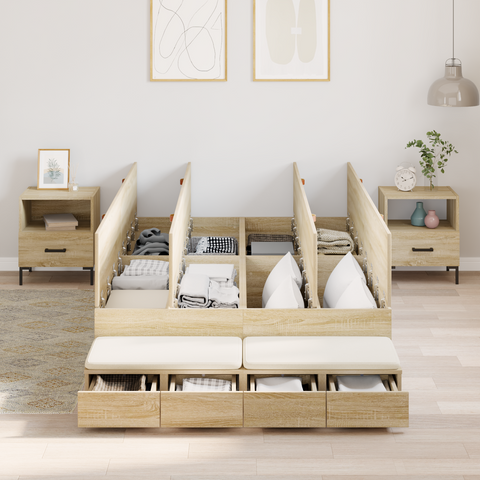 vidaXL Storage Bed Frame Sonoma Oak 120x200 cm