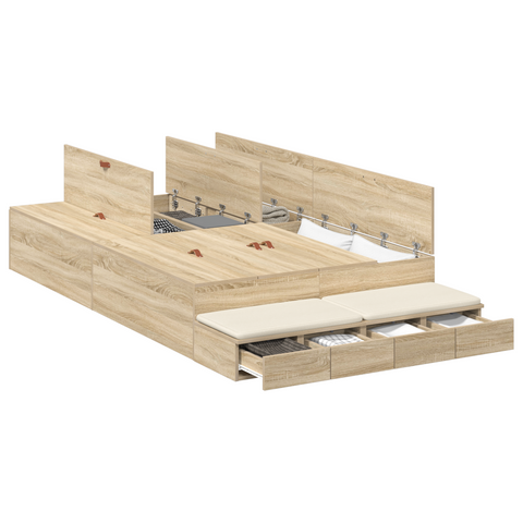 vidaXL Storage Bed Frame Sonoma Oak 120x200 cm