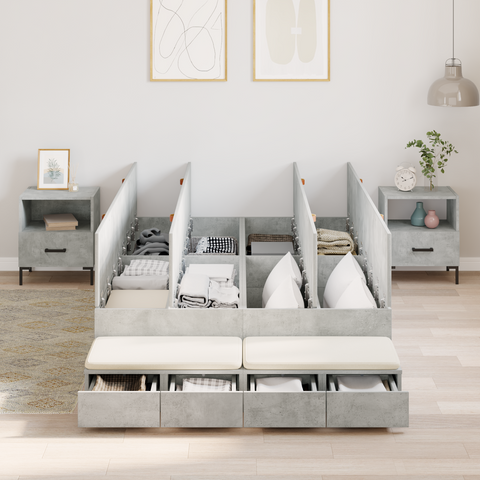 vidaXL Storage Bed Frame Concrete Grey 120x200 cm