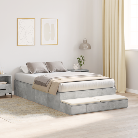 vidaXL Storage Bed Frame Concrete Grey 120x200 cm