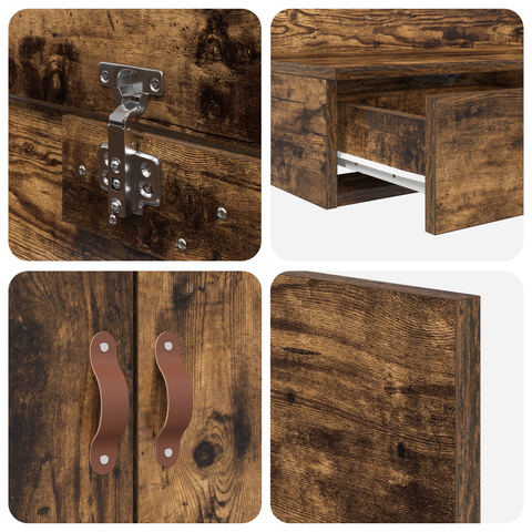 vidaXL Storage Bed Frame Smoked Oak 120x200 cm