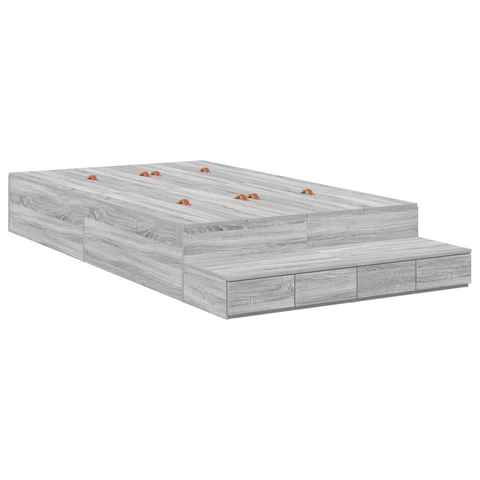 vidaXL Storage Bed Frame Grey Sonoma 120x200 cm