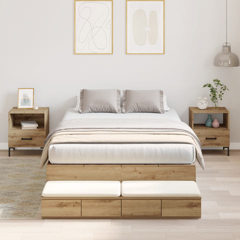 vidaXL Storage Bed Frame Artisan Oak 120x200 cm