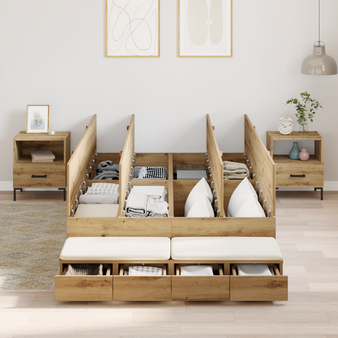 vidaXL Storage Bed Frame Artisan Oak 120x200 cm