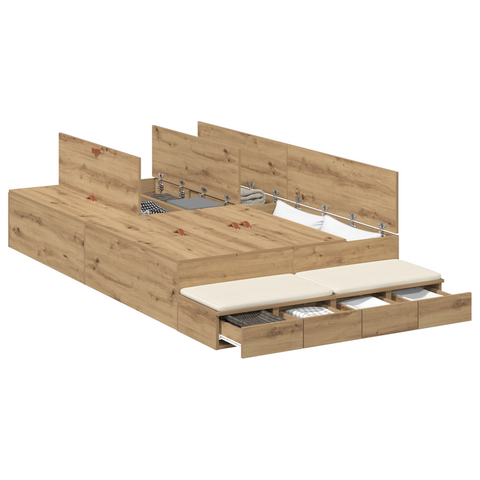 vidaXL Storage Bed Frame Artisan Oak 120x200 cm
