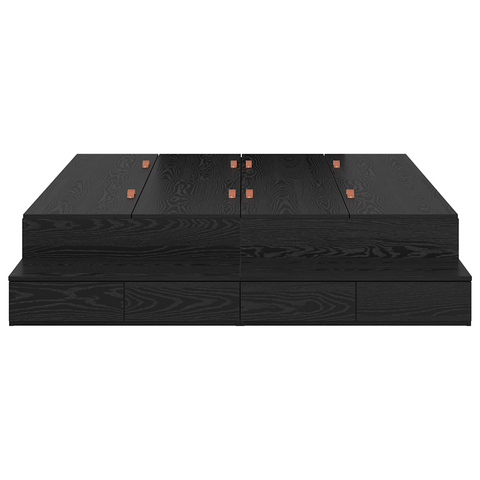 vidaXL Storage Bed Frame Black Oak 140x200 cm