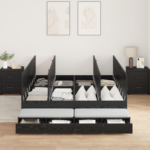 vidaXL Storage Bed Frame Black Oak 150x200 cm