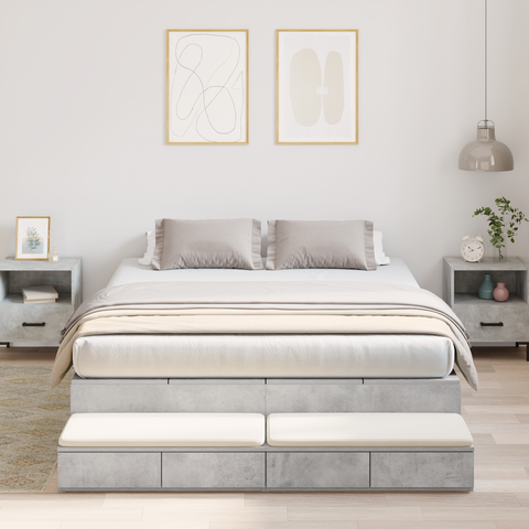 vidaXL Storage Bed Frame Concrete Grey 150x200 cm