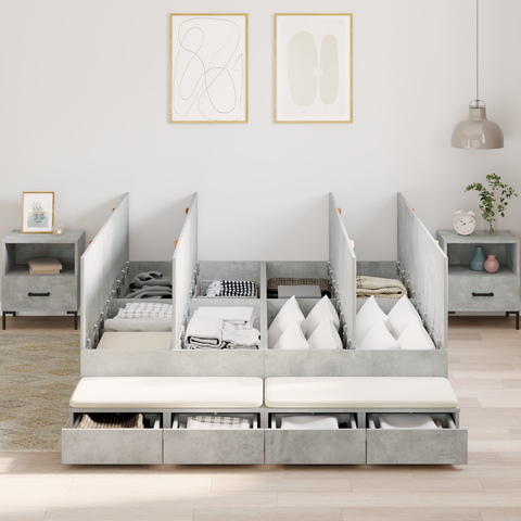 vidaXL Storage Bed Frame Concrete Grey 150x200 cm
