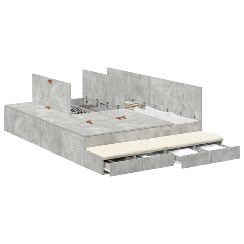 vidaXL Storage Bed Frame Concrete Grey 150x200 cm
