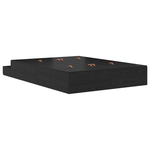 vidaXL Storage Bed Frame Black Oak 160x200 cm