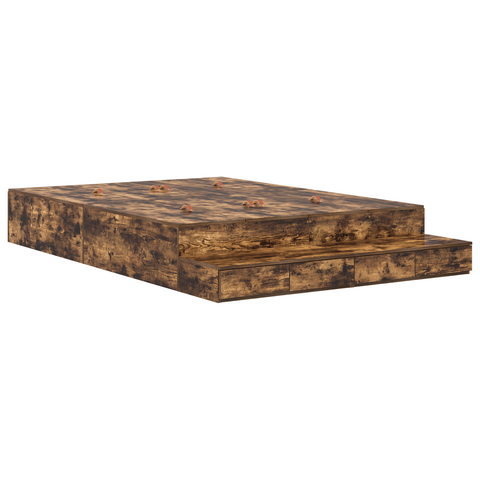 vidaXL Storage Bed Frame Smoked Oak 160x200 cm
