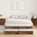 vidaXL Storage Bed Frame Smoked Oak 160x200 cm