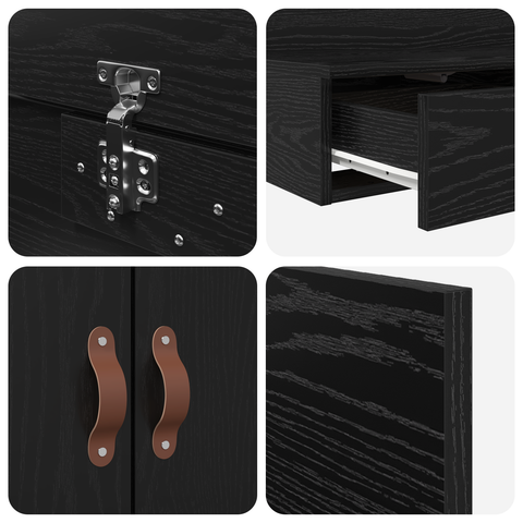 vidaXL Storage Bed Frame Black Oak 180x200 cm