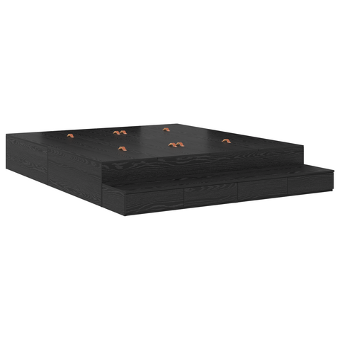 vidaXL Storage Bed Frame Black Oak 180x200 cm
