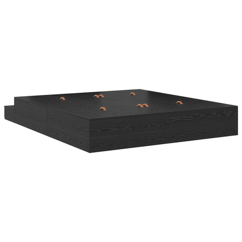 vidaXL Storage Bed Frame Black Oak 180x200 cm