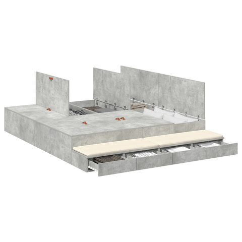 vidaXL Storage Bed Frame Concrete Grey 180x200 cm