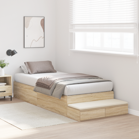 vidaXL Storage Bed Frame Sonoma Oak 90x190 cm