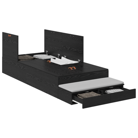 vidaXL Storage Bed Frame Black Oak 75x190 cm