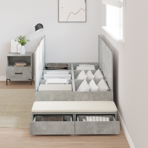 vidaXL Storage Bed Frame Concrete Grey 75x190 cm