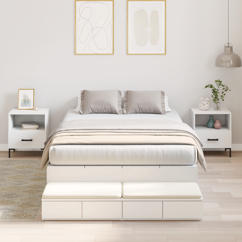 vidaXL Storage Bed Frame White 120x190 cm