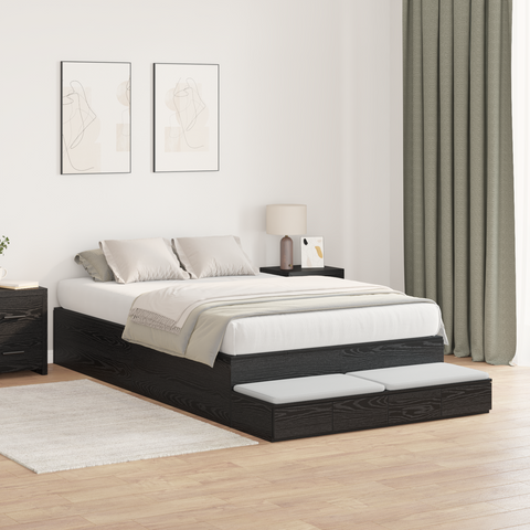 vidaXL Storage Bed Frame Black Oak 120x190 cm