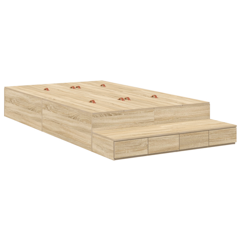 vidaXL Storage Bed Frame Sonoma Oak 120x190 cm