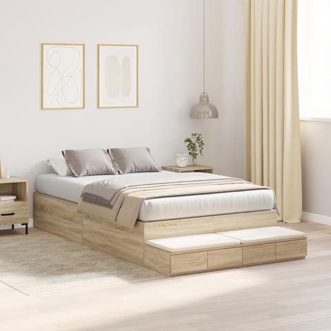 vidaXL Storage Bed Frame Sonoma Oak 120x190 cm
